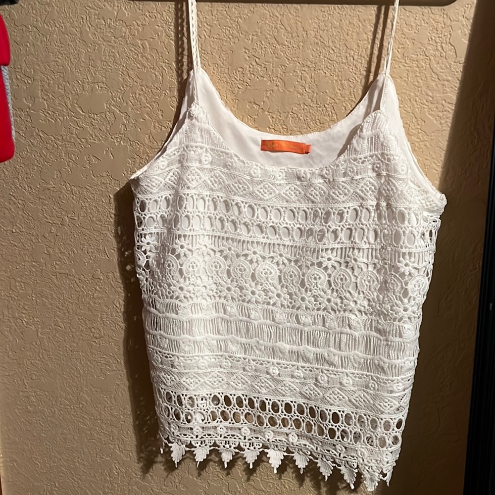 White laced tank top